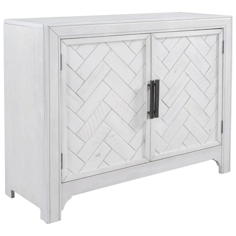 Meuble d'appoint, 2 portes, poignées antiques, 1 étagère réglable, pieds hauts, style vintage, gris antique / bleu antique / blanc antique, 1 unité