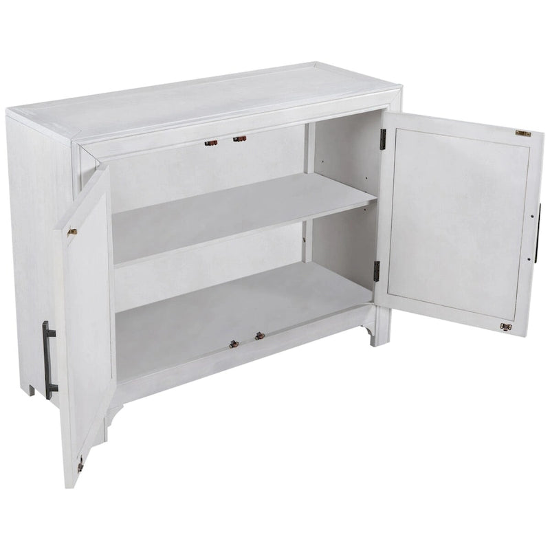 Meuble d'appoint, 2 portes, poignées antiques, 1 étagère réglable, pieds hauts, style vintage, gris antique / bleu antique / blanc antique, 1 unité