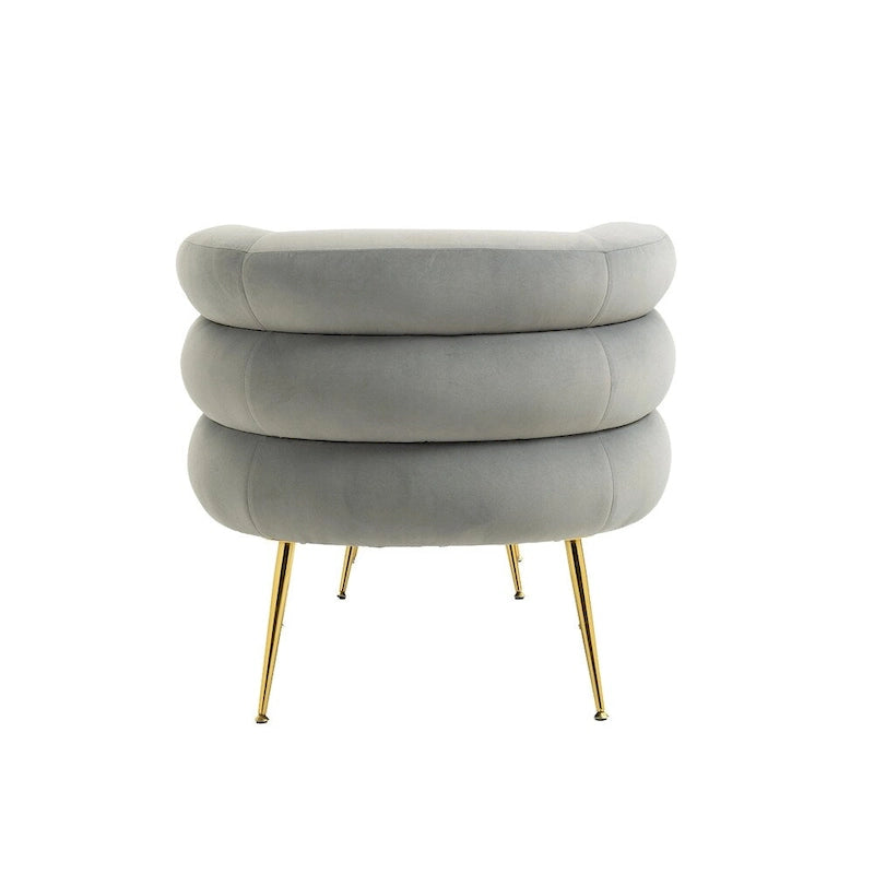 Fauteuil d'appoint en velours avec pouf, capitonné, pieds en métal doré, orange / gris / beige / vert / rouge bordeaux, 1 personne