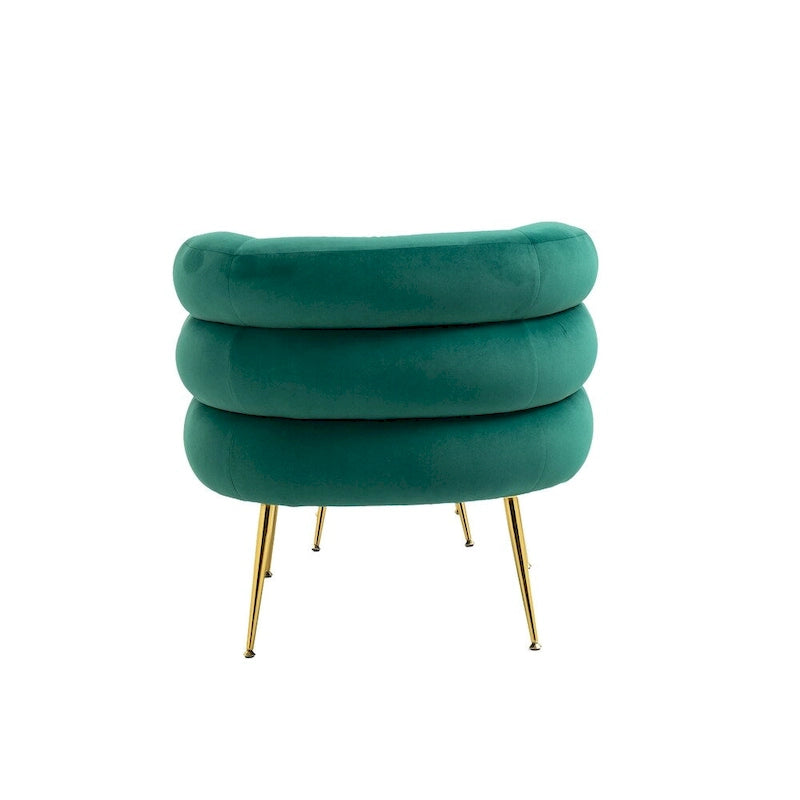 Fauteuil d'appoint en velours avec pouf, capitonné, pieds en métal doré, orange / gris / beige / vert / rouge bordeaux, 1 personne