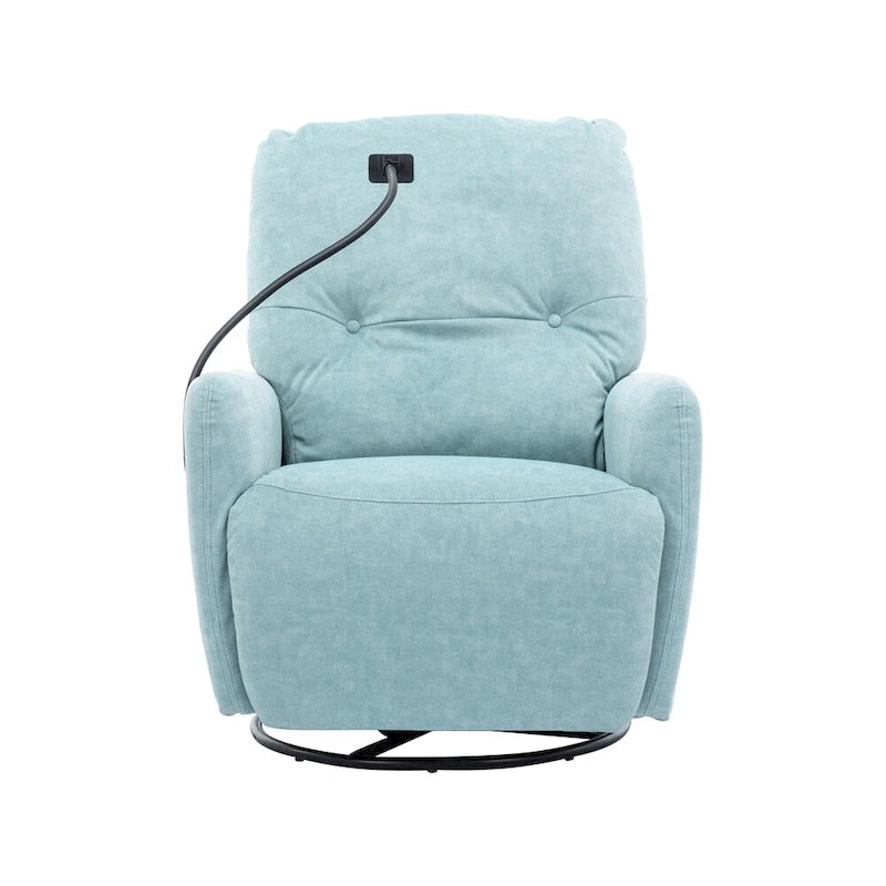 Fauteuil inclinable électrique, pivotant à 270°, réglable électriquement, porte-téléphone, bleu / gris / orange, 1 personne