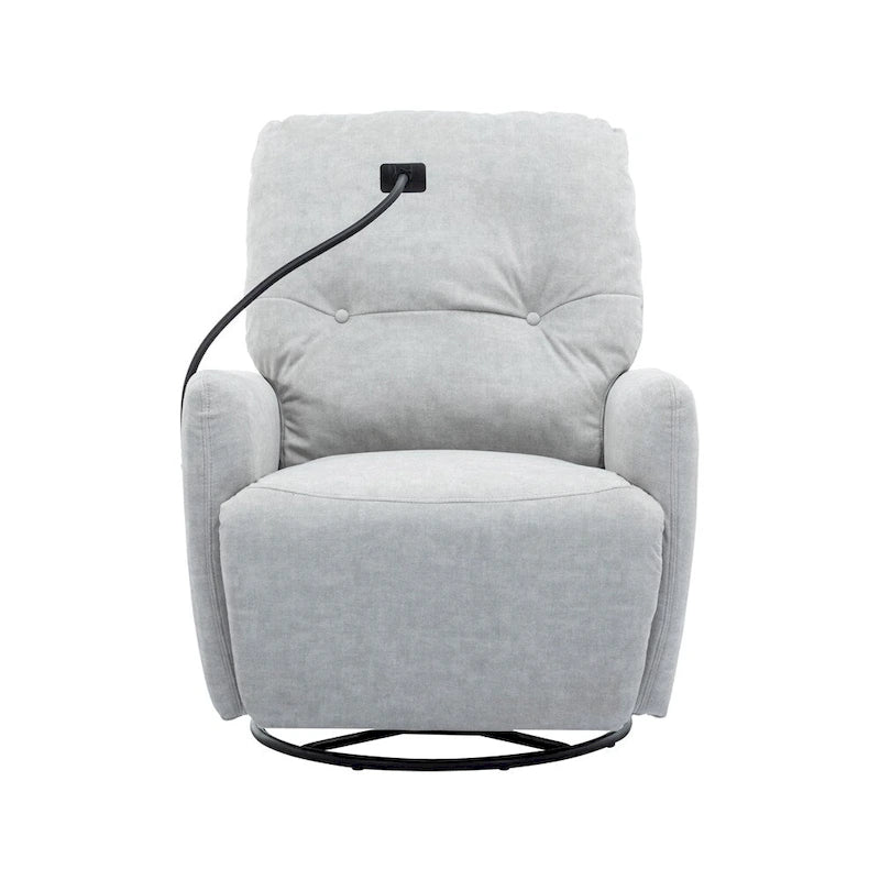 Fauteuil inclinable électrique, pivotant à 270°, réglable électriquement, porte-téléphone, bleu / gris / orange, 1 personne