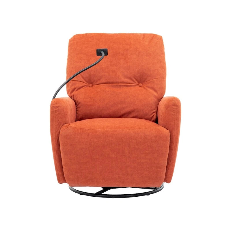 Fauteuil inclinable électrique, pivotant à 270°, réglable électriquement, porte-téléphone, bleu / gris / orange, 1 personne