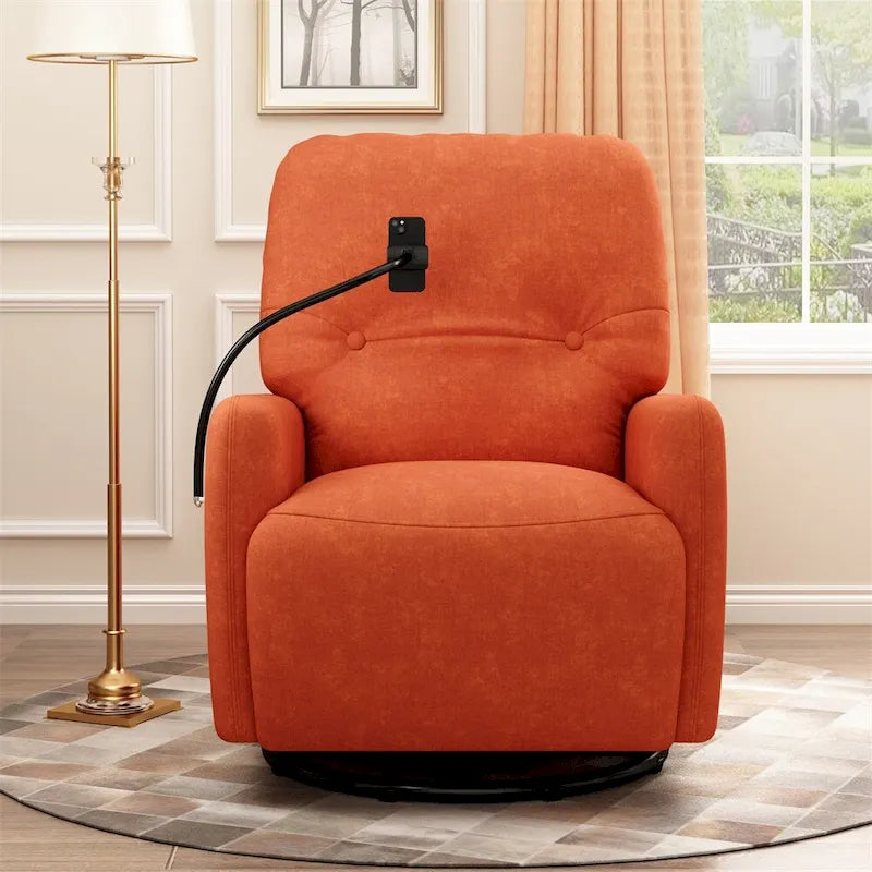 Fauteuil inclinable électrique, pivotant à 270°, réglable électriquement, porte-téléphone, bleu / gris / orange, 1 personne