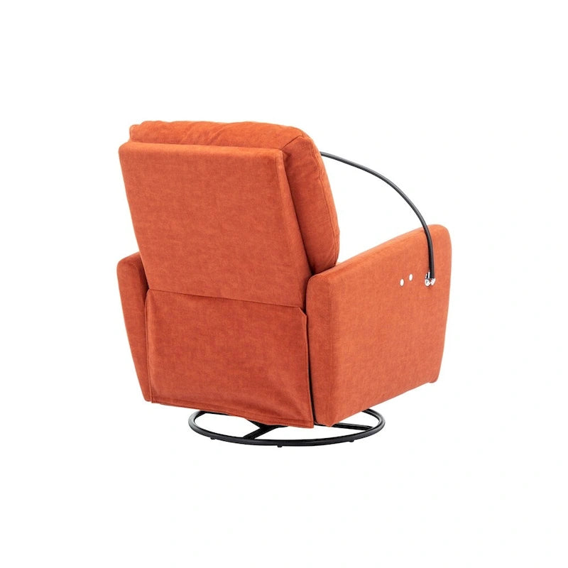Fauteuil inclinable électrique, pivotant à 270°, réglable électriquement, porte-téléphone, bleu / gris / orange, 1 personne