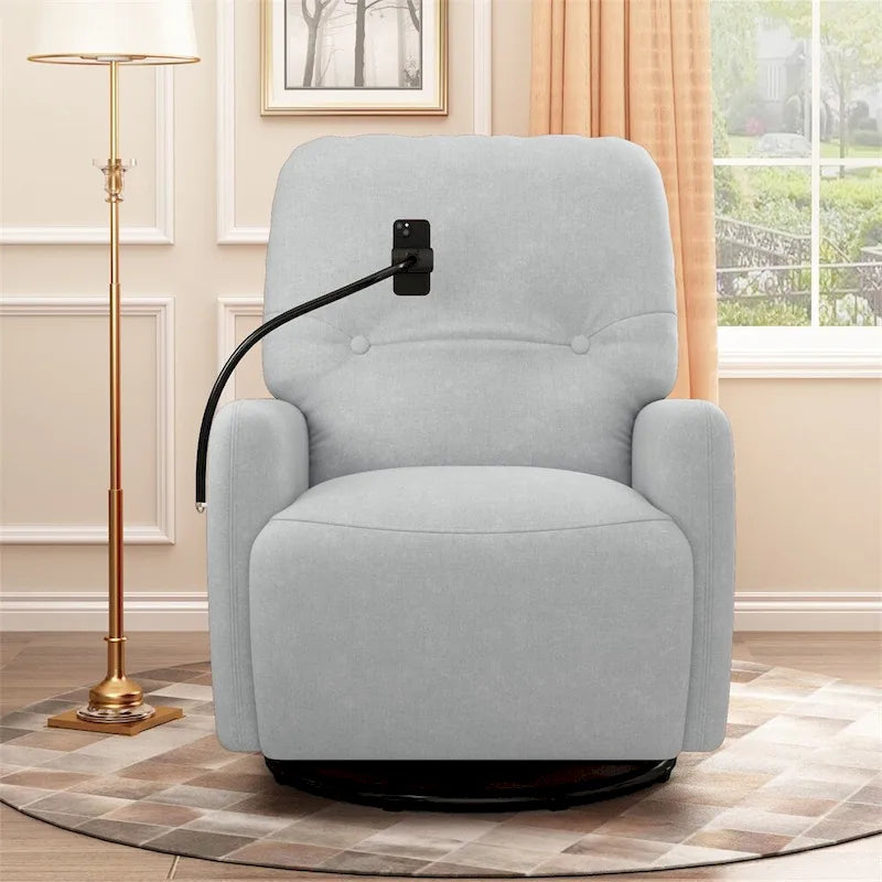 Fauteuil inclinable électrique, pivotant à 270°, réglable électriquement, porte-téléphone, bleu / gris / orange, 1 personne