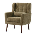 Fauteuil d'appoint, tissu chenille, pieds en bois fuselés, coussin lombaire, style milieu de siècle, avocat / orange / beige / jaune, 1 personne