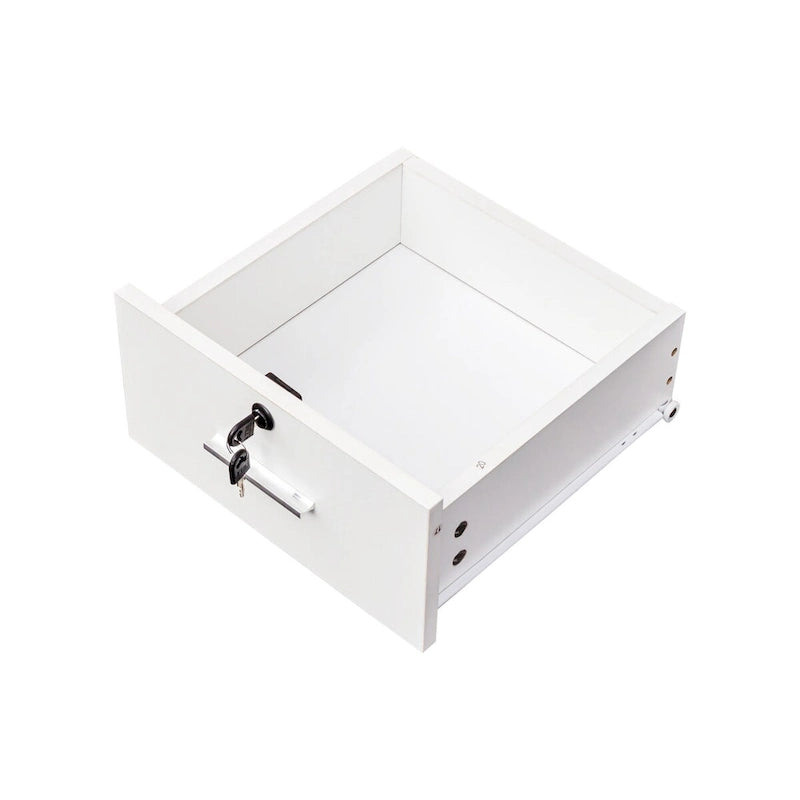 Meuble de rangement pour salon, 2 tiroirs, 1 placard, support sèche-cheveux, blanc / rose, 1 unité