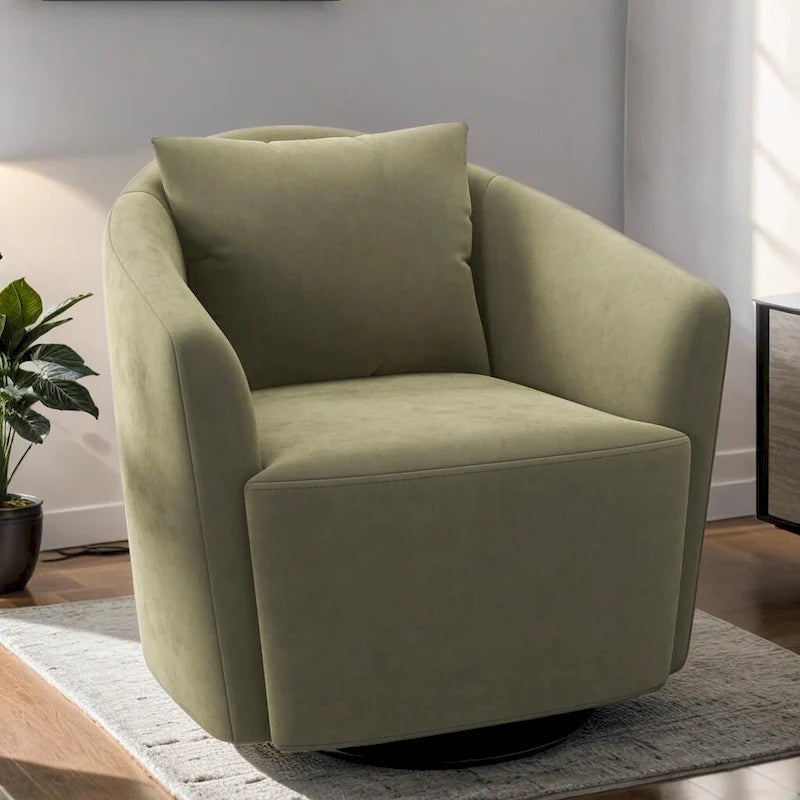 Fauteuil rembourré, Dossier capitonné, Style moderne, Gris/vert, 1 personne