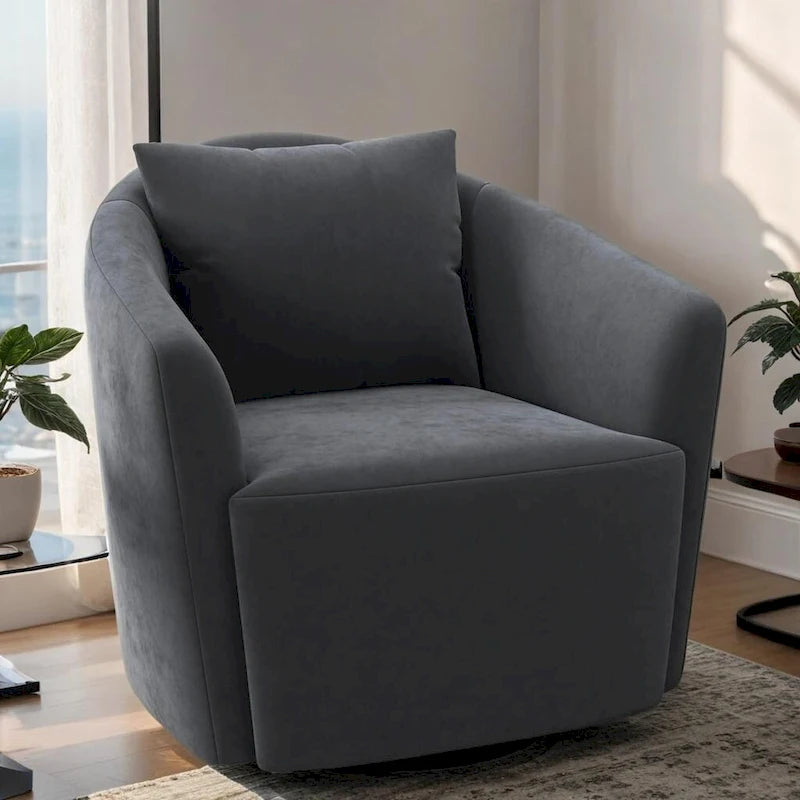 Fauteuil rembourré, Dossier capitonné, Style moderne, Gris/vert, 1 personne