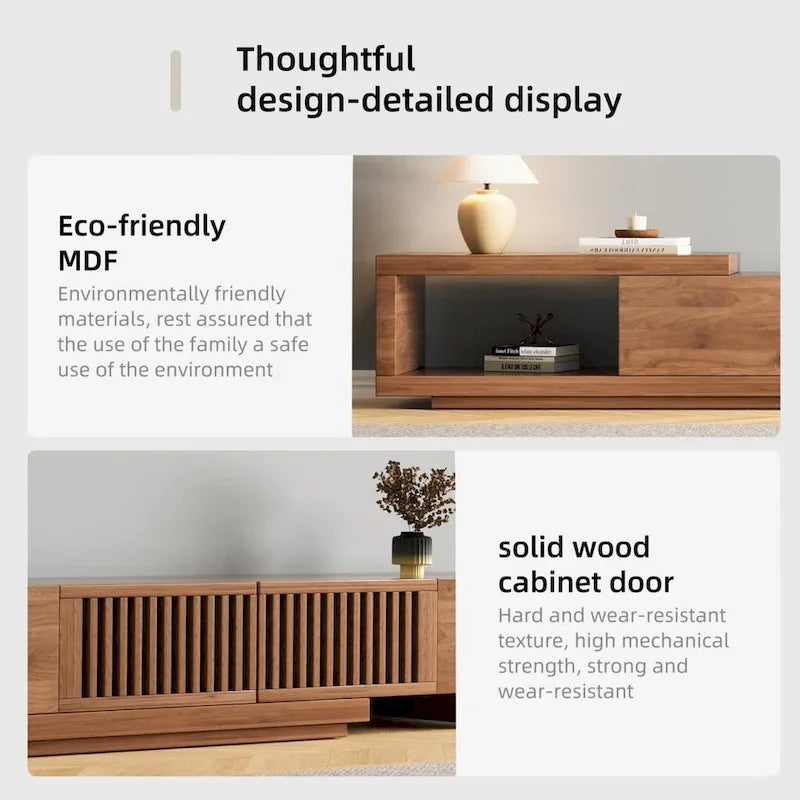 Meuble TV extensible, 3 tiroirs, Noyer, Compatible avec les téléviseurs jusqu'à 299 cm, 1 unité