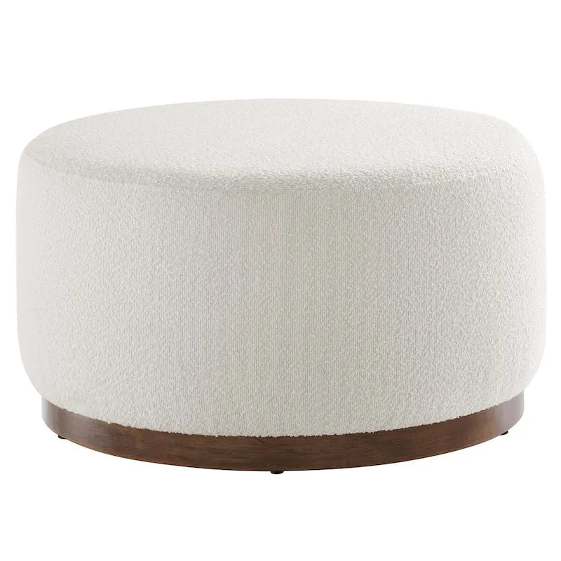 Pouf rond, velours de performance, passepoil français, base en bois d'hévéa, 3 tailles, 1 unité