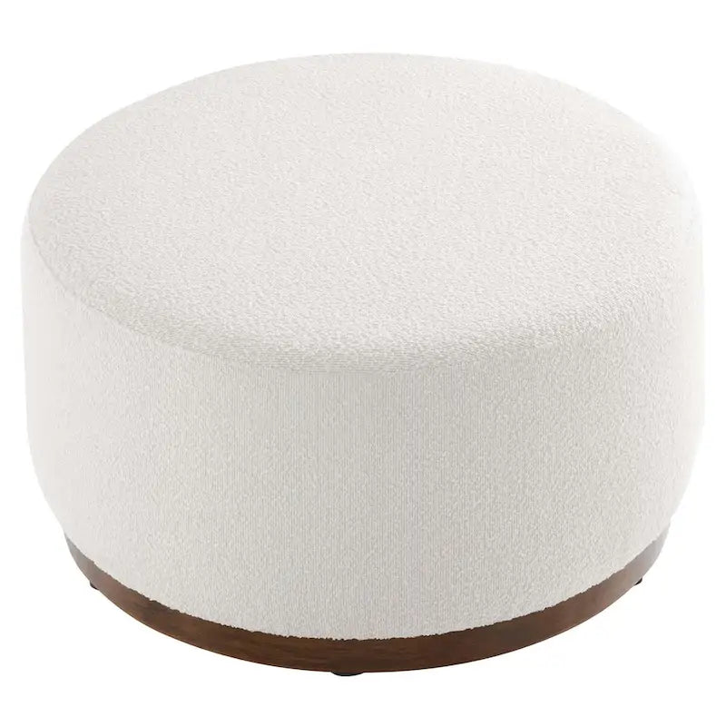Pouf rond, velours de performance, passepoil français, base en bois d'hévéa, 3 tailles, 1 unité