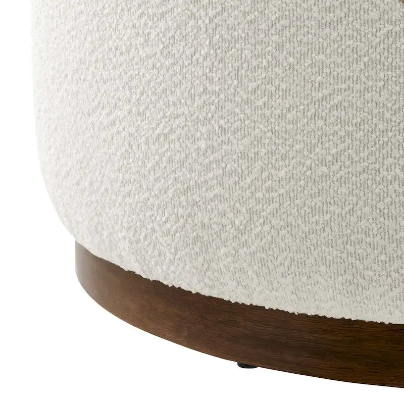Pouf rond, velours de performance, passepoil français, base en bois d'hévéa, 3 tailles, 1 unité
