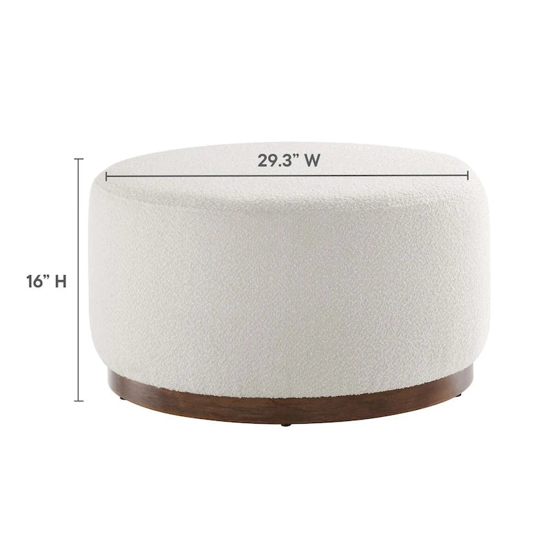 Pouf rond, velours de performance, passepoil français, base en bois d'hévéa, 3 tailles, 1 unité