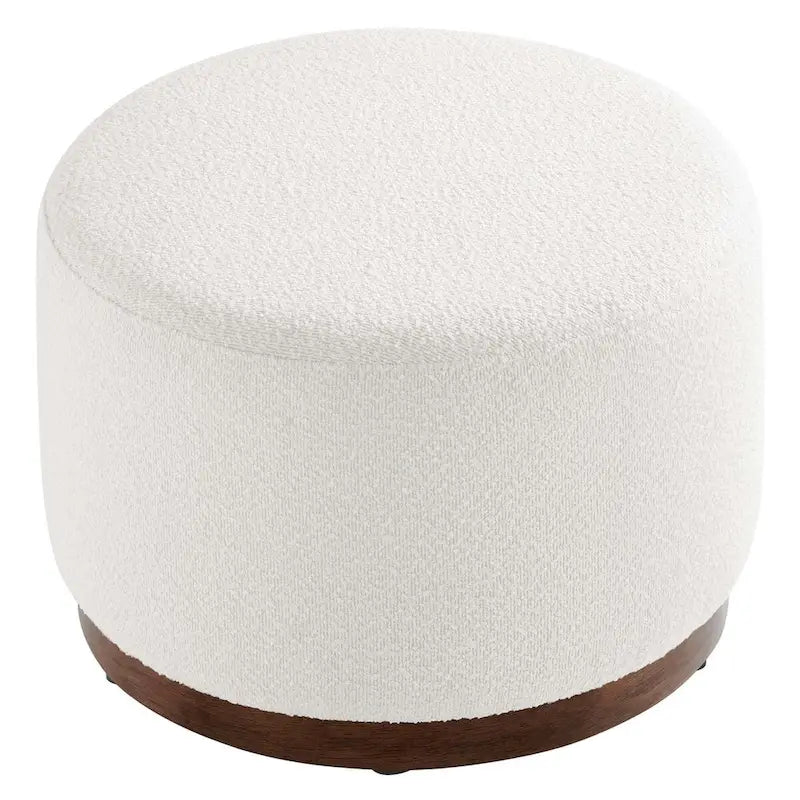 Pouf rond, velours de performance, passepoil français, base en bois d'hévéa, 3 tailles, 1 unité