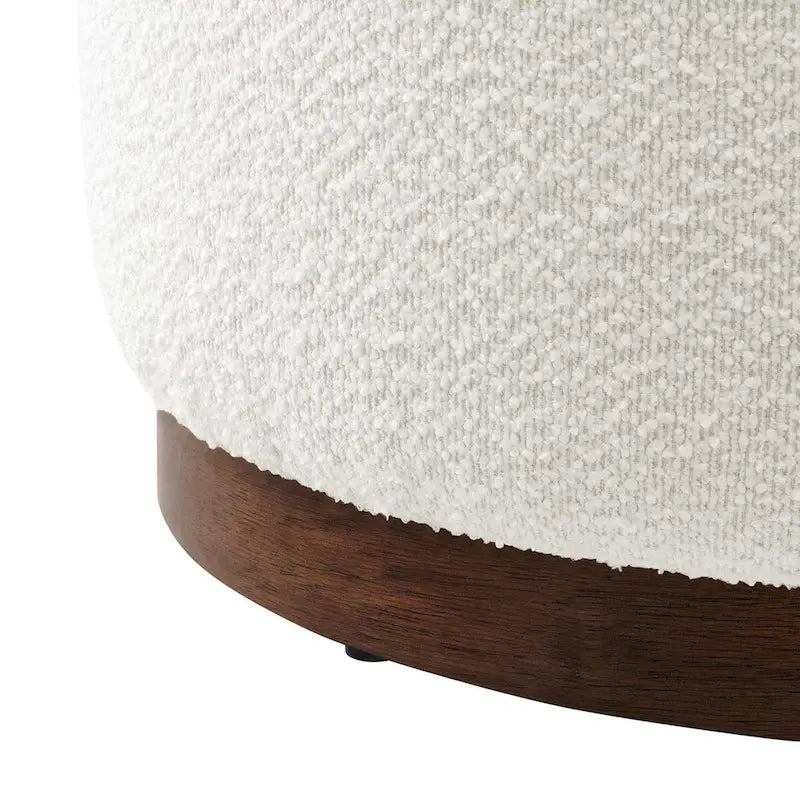 Pouf rond, velours de performance, passepoil français, base en bois d'hévéa, 3 tailles, 1 unité
