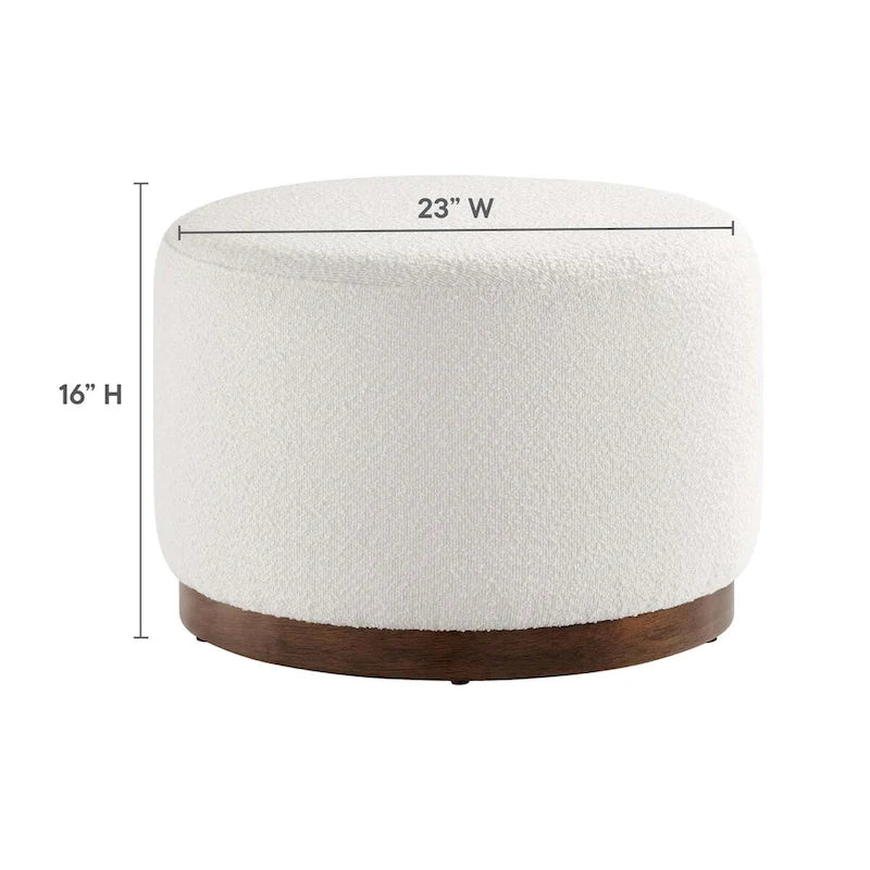Pouf rond, velours de performance, passepoil français, base en bois d'hévéa, 3 tailles, 1 unité