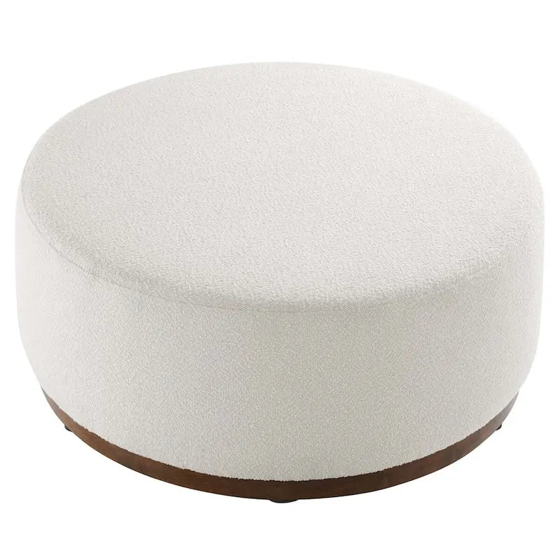 Pouf rond, velours de performance, passepoil français, base en bois d'hévéa, 3 tailles, 1 unité