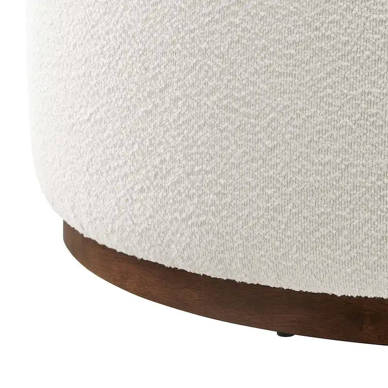 Pouf rond, velours de performance, passepoil français, base en bois d'hévéa, 3 tailles, 1 unité