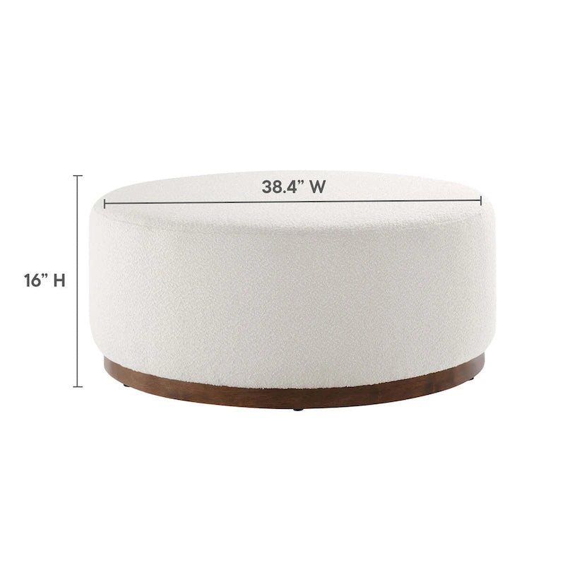 Pouf rond, velours de performance, passepoil français, base en bois d'hévéa, 3 tailles, 1 unité