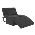 Fauteuil convertible 4-en-1, Canapé / Chaise longue / Ottoman / Lit, Tissu en lin, Cadre en métal, Lin gris / Lin bleu, 1 personne