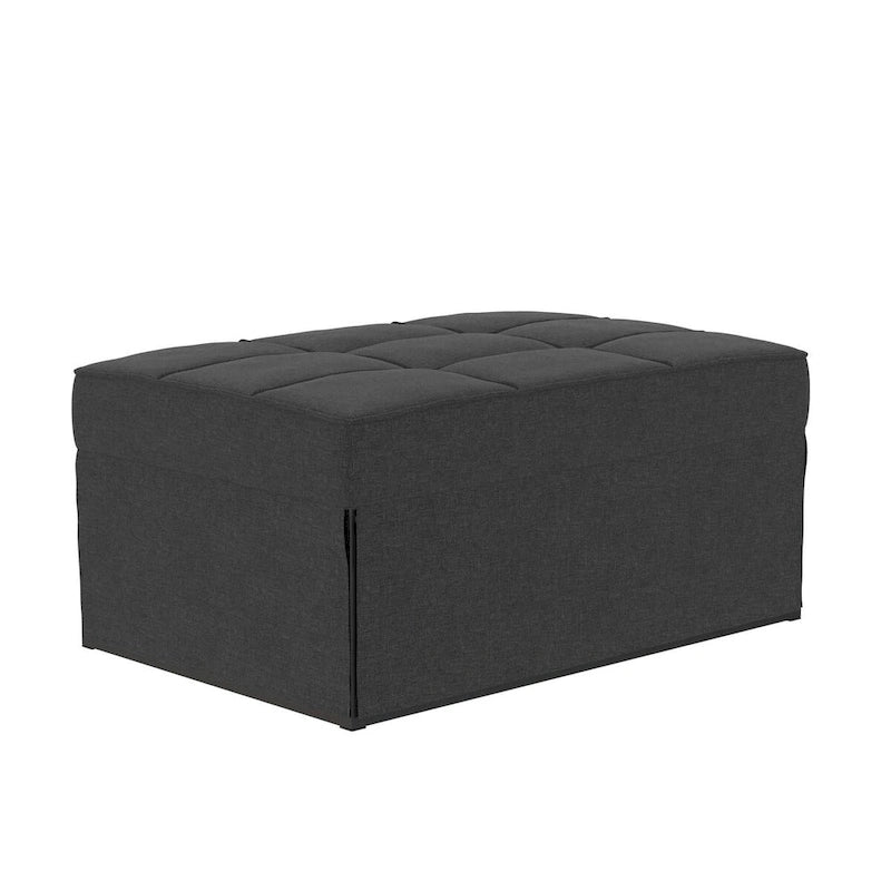 Fauteuil convertible 4-en-1, Canapé / Chaise longue / Ottoman / Lit, Tissu en lin, Cadre en métal, Lin gris / Lin bleu, 1 personne