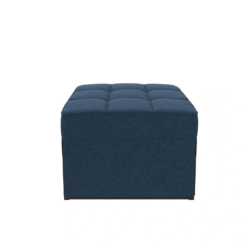 Fauteuil convertible 4-en-1, Canapé / Chaise longue / Ottoman / Lit, Tissu en lin, Cadre en métal, Lin gris / Lin bleu, 1 personne