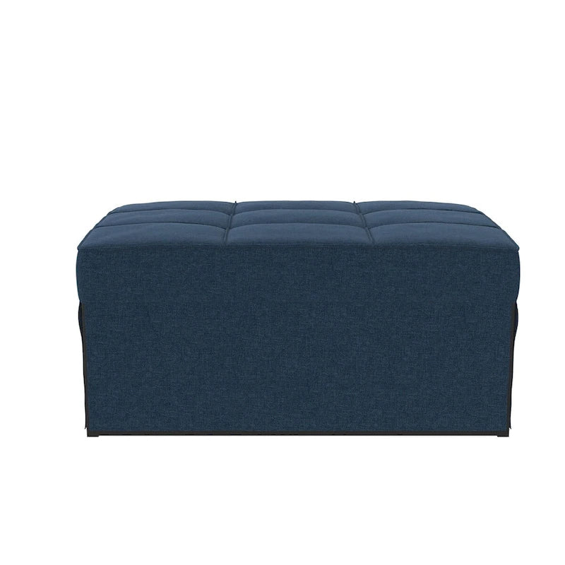 Fauteuil convertible 4-en-1, Canapé / Chaise longue / Ottoman / Lit, Tissu en lin, Cadre en métal, Lin gris / Lin bleu, 1 personne