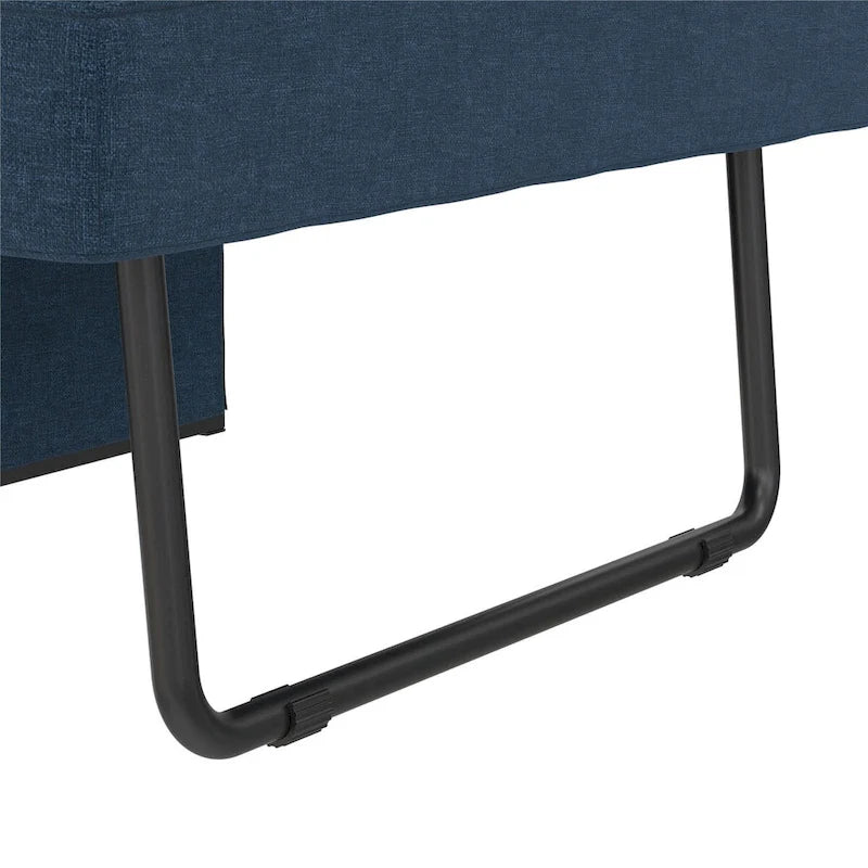 Fauteuil convertible 4-en-1, Canapé / Chaise longue / Ottoman / Lit, Tissu en lin, Cadre en métal, Lin gris / Lin bleu, 1 personne
