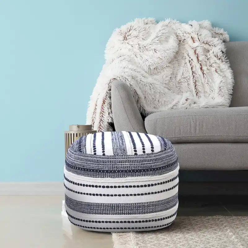 Pouf carré de 45 cm, 100 % coton, couleur unie, bleu, 1 unité