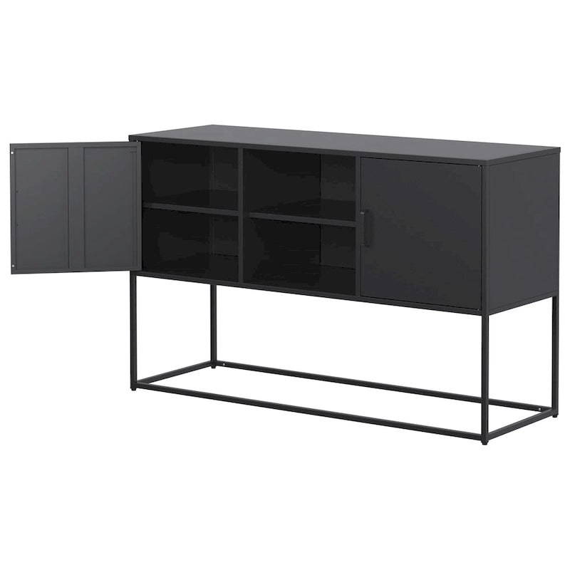 Armoire de rangement métallique, 6 compartiments, pieds hauts, fermeture magnétique, style moderne, noir/blanc, 1 unité