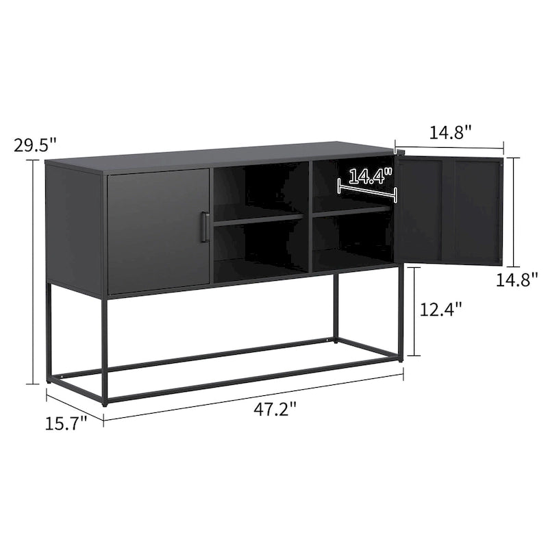 Armoire de rangement métallique, 6 compartiments, pieds hauts, fermeture magnétique, style moderne, noir/blanc, 1 unité