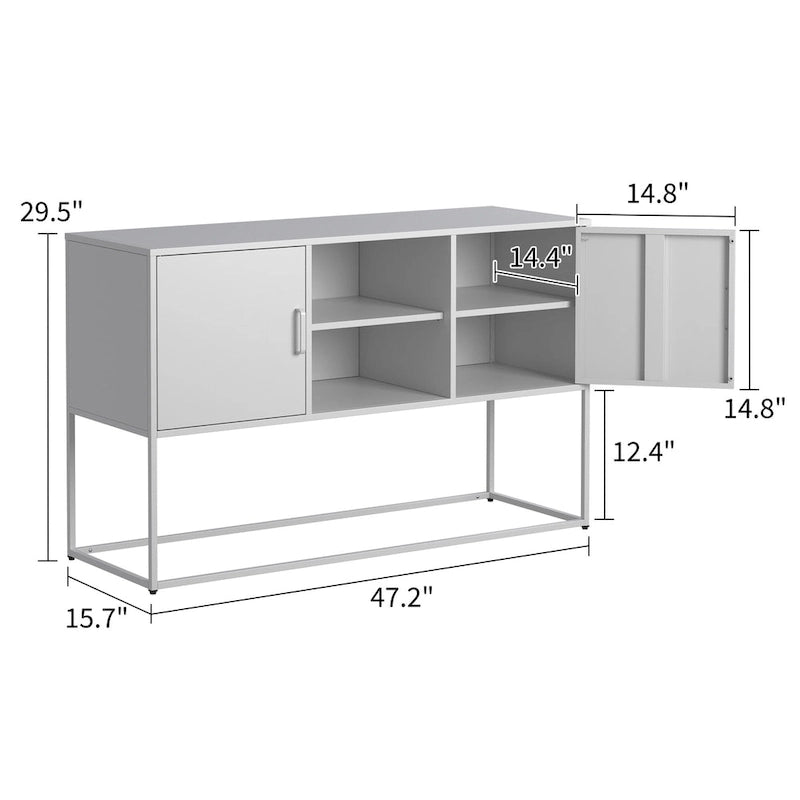 Armoire de rangement métallique, 6 compartiments, pieds hauts, fermeture magnétique, style moderne, noir/blanc, 1 unité