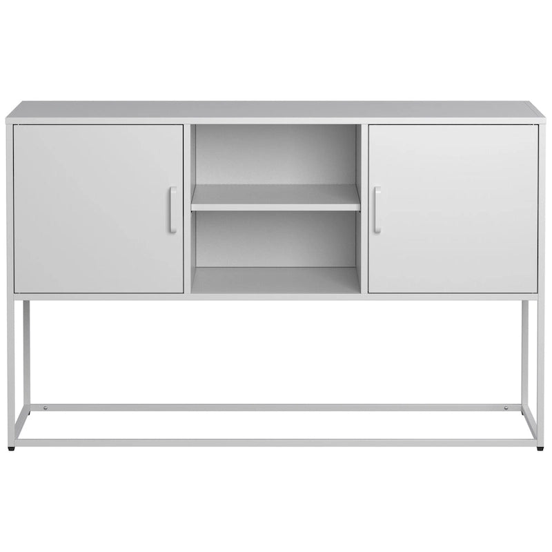 Armoire de rangement métallique, 6 compartiments, pieds hauts, fermeture magnétique, style moderne, noir/blanc, 1 unité