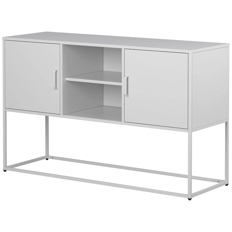 Armoire de rangement métallique, 6 compartiments, pieds hauts, fermeture magnétique, style moderne, noir/blanc, 1 unité