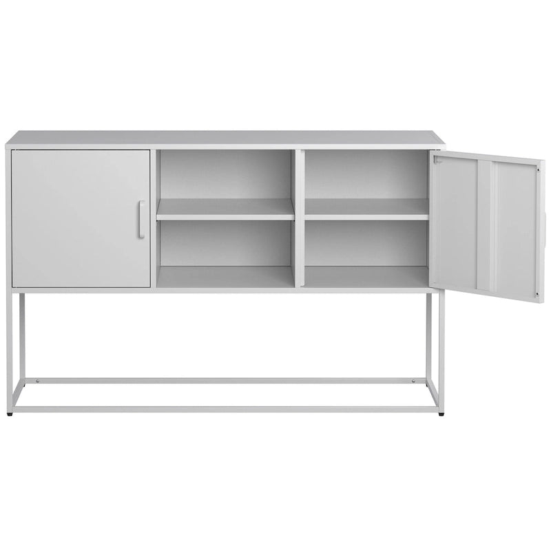 Armoire de rangement métallique, 6 compartiments, pieds hauts, fermeture magnétique, style moderne, noir/blanc, 1 unité