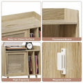 Meuble pour platine vinyle, style rotin, présentoir rabattable, 2 séparateurs, naturel, 1 unité