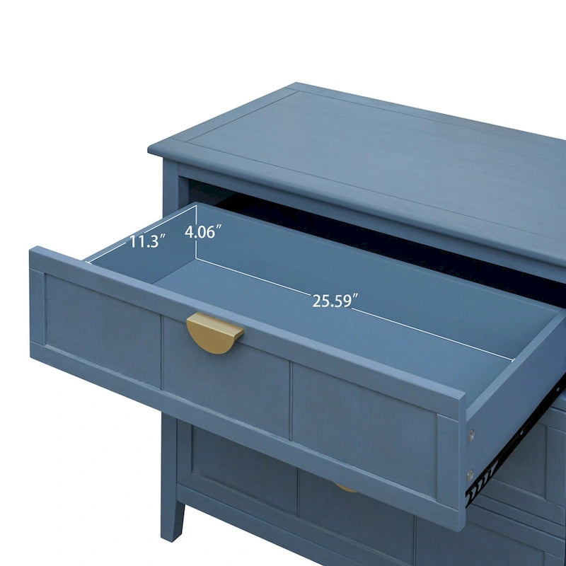 Meuble de rangement à 3 tiroirs, dispositif anti-basculement, tapis antidérapants, style moderne, bleu, 1 unité