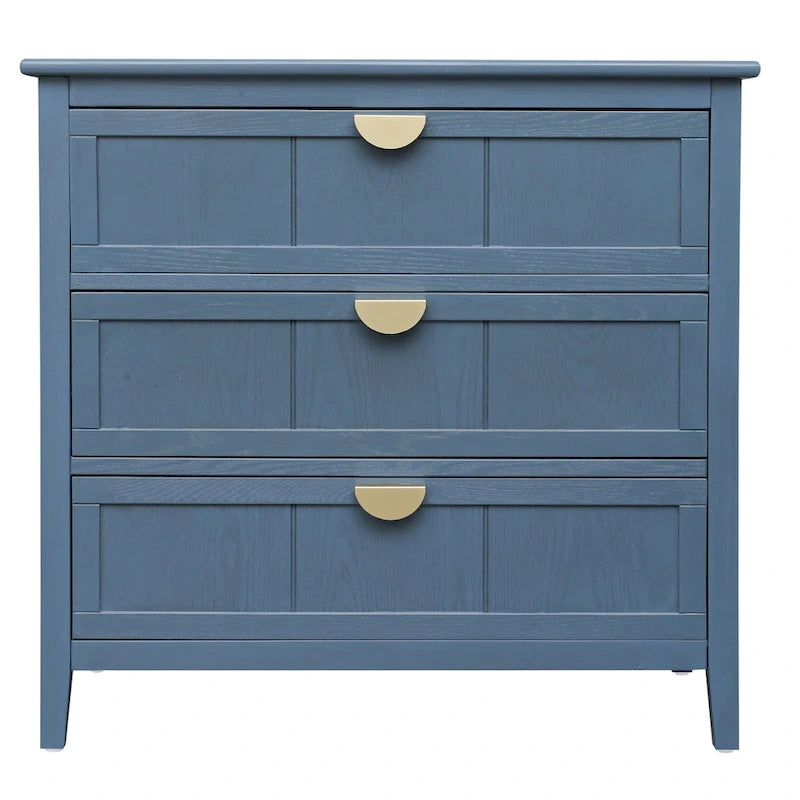 Meuble de rangement à 3 tiroirs, dispositif anti-basculement, tapis antidérapants, style moderne, bleu, 1 unité