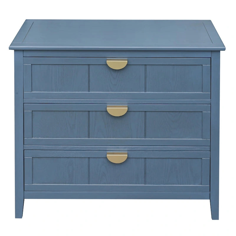 Meuble de rangement à 3 tiroirs, dispositif anti-basculement, tapis antidérapants, style moderne, bleu, 1 unité