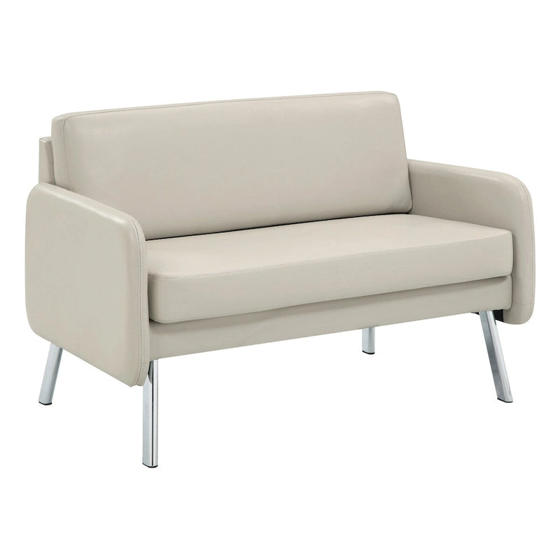 Causeuse, mousse haute densité, pieds chromés, style moderne, similicuir fumé / tissu anthracite / similicuir crème, 2 personnes