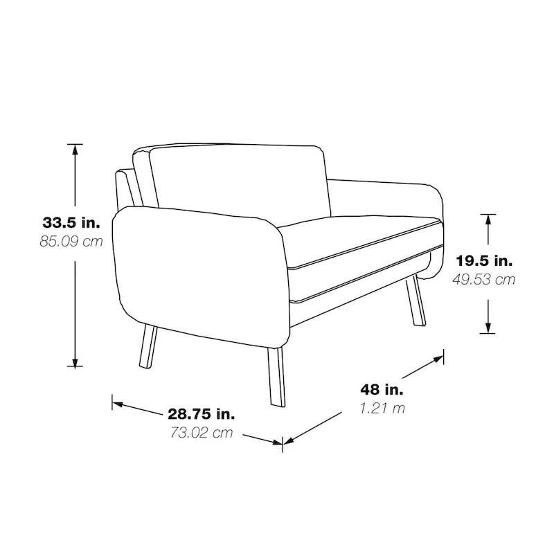 Causeuse, mousse haute densité, pieds chromés, style moderne, similicuir fumé / tissu anthracite / similicuir crème, 2 personnes