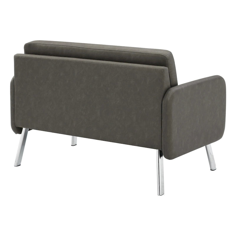 Causeuse, mousse haute densité, pieds chromés, style moderne, similicuir fumé / tissu anthracite / similicuir crème, 2 personnes