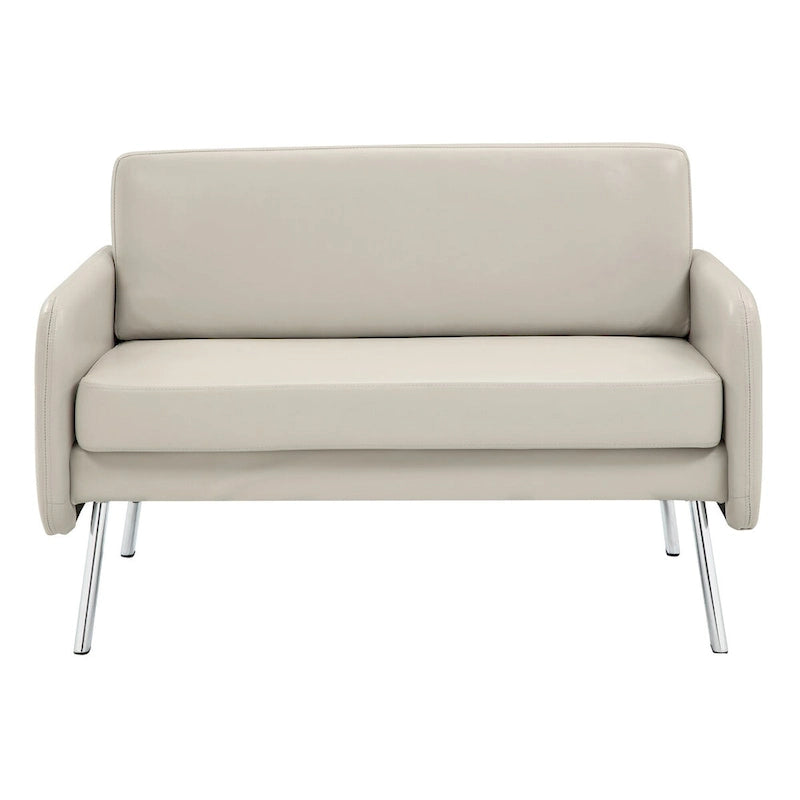 Causeuse, mousse haute densité, pieds chromés, style moderne, similicuir fumé / tissu anthracite / similicuir crème, 2 personnes