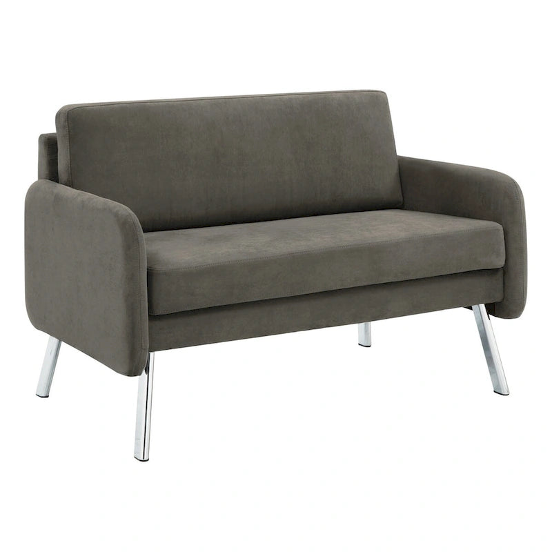 Causeuse, mousse haute densité, pieds chromés, style moderne, similicuir fumé / tissu anthracite / similicuir crème, 2 personnes