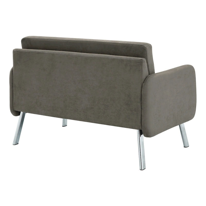 Causeuse, mousse haute densité, pieds chromés, style moderne, similicuir fumé / tissu anthracite / similicuir crème, 2 personnes