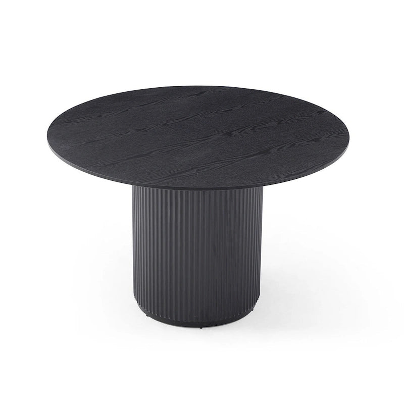 Table à manger carrée, plateau en placage de chêne, piétement central en T fait main, style minimaliste, noir, 4 places