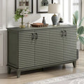 Buffet bahut 4 portes, 2 étagères réglables, poignées métalliques, cadre en bois de pin, style rétro, gris antique, 1 unité