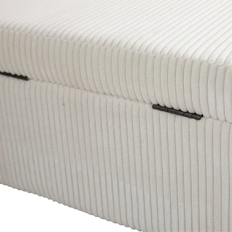 Banc de rangement ottoman de 52 pouces, capitonné, tissu velours, pieds en métal, style Mid-Century, beige / émeraude / noir / rose / orange / gris foncé, 1 unité